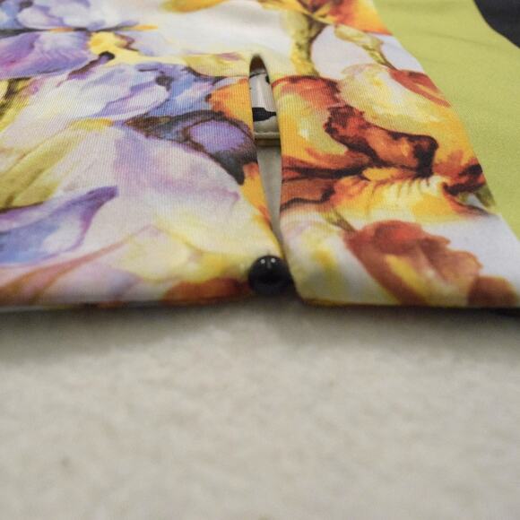 ICE Cropped Shirt & Skirt Set Bold Colorblocks and Floral Contrasting Prints S - Picture 3 of 6